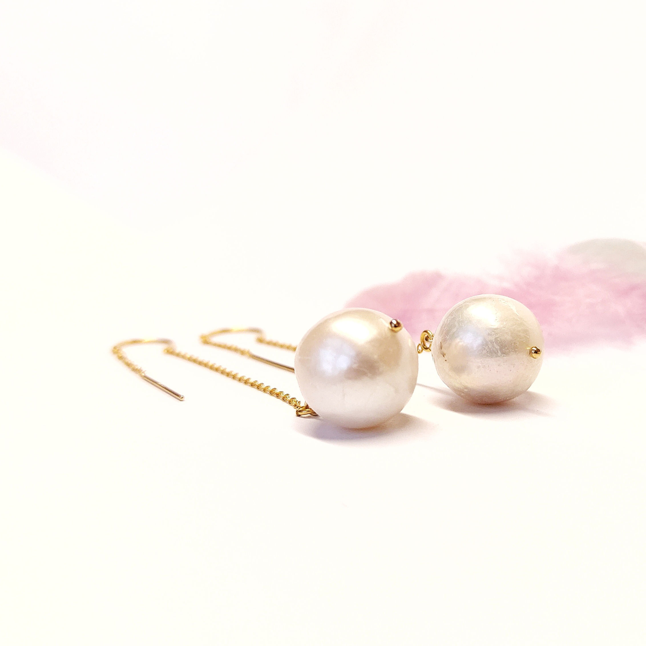 Edison pearl dangling gold earrings