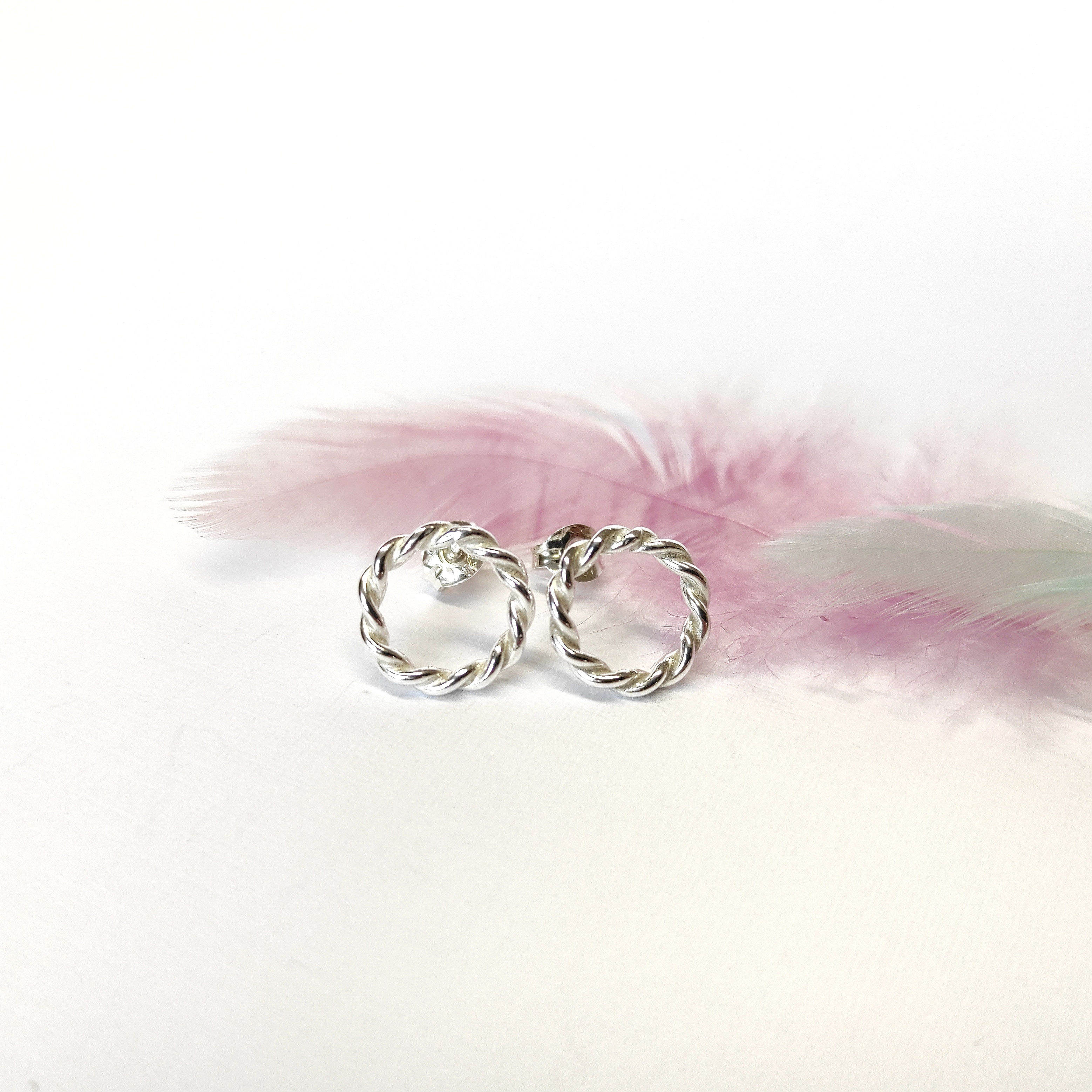 Circle studs silver earrings