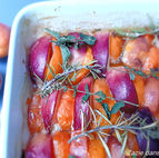 Tian de pêches et abricots au miel