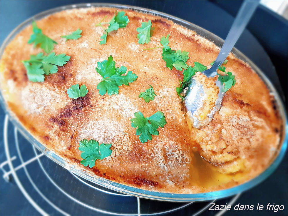 Parmentier de canard au potimarron et quatre-épices dans un plat à gratin