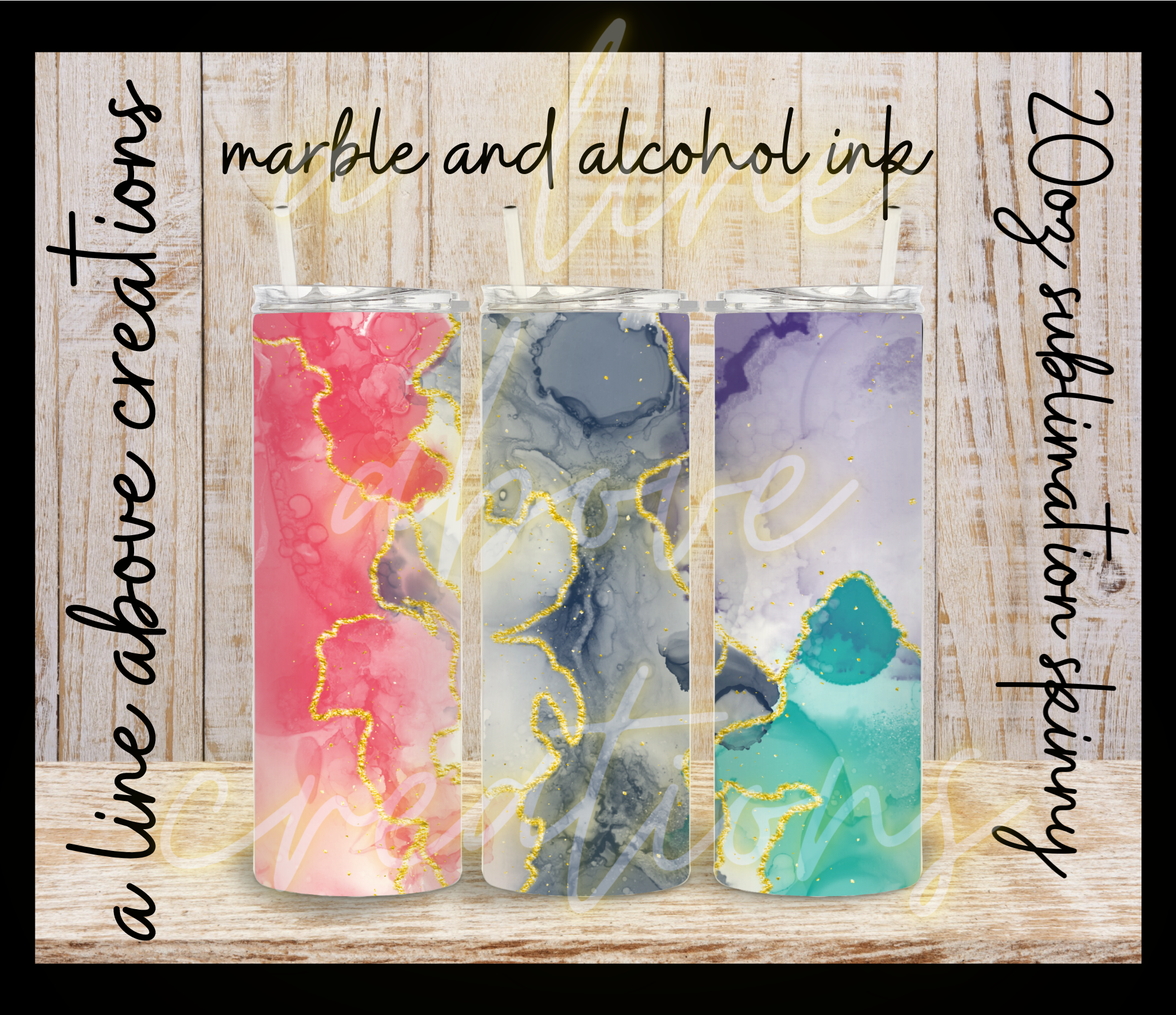 Marbles and Alcohol Ink 20 oz Sublimation Tumbler, Gift for Him,
