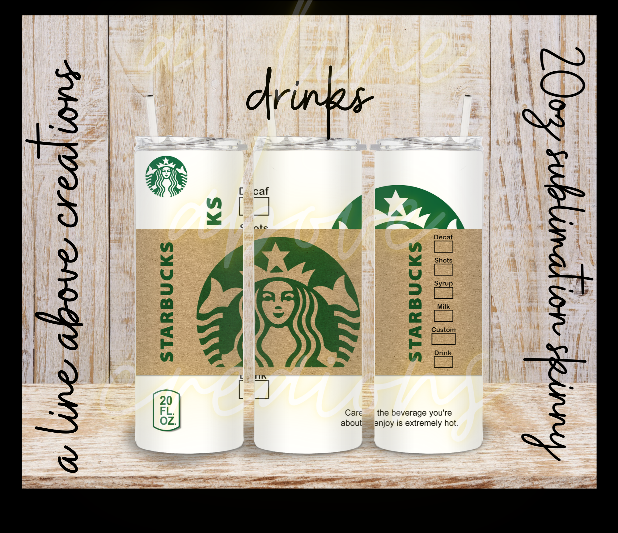 Starbucks Drinks 20 oz SublimationTumbler, Gift for Him, Gift for Her