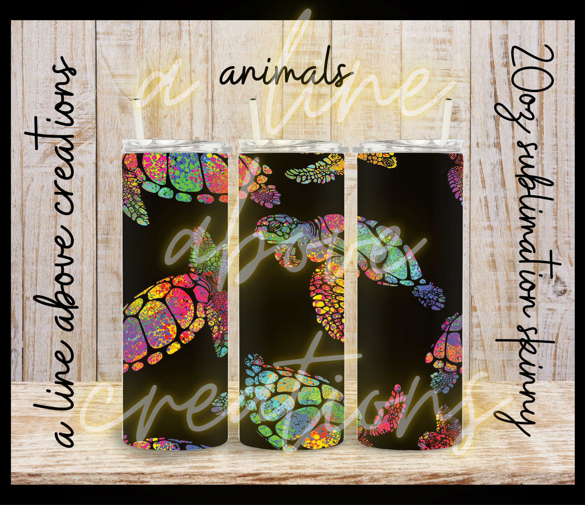 Rainbow Sea Turtles 20oz Sublimation Tumbler, Gift for Him or Her