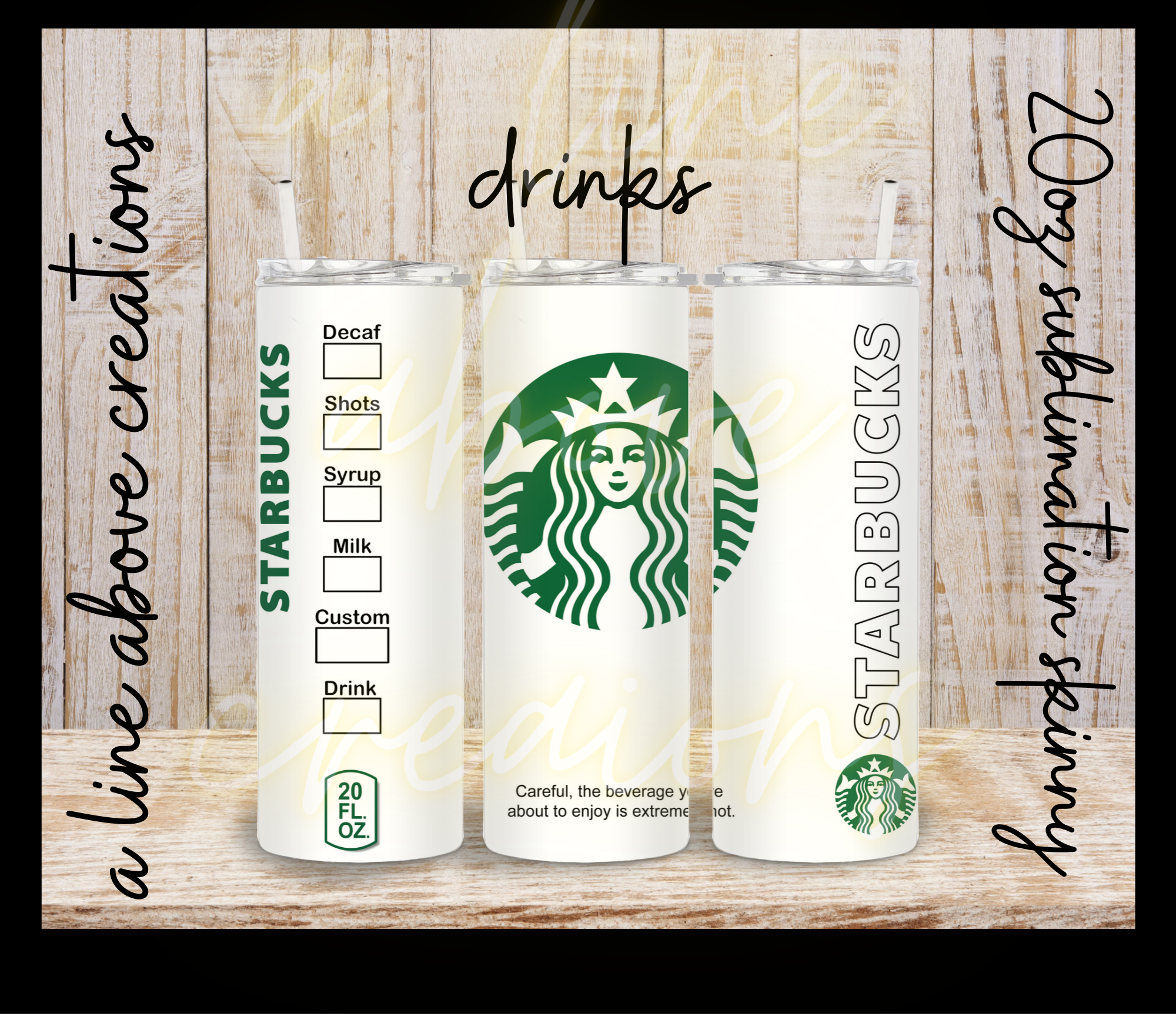 Starbucks Drinks 20 oz SublimationTumbler, Gift for Him, Gift fo
