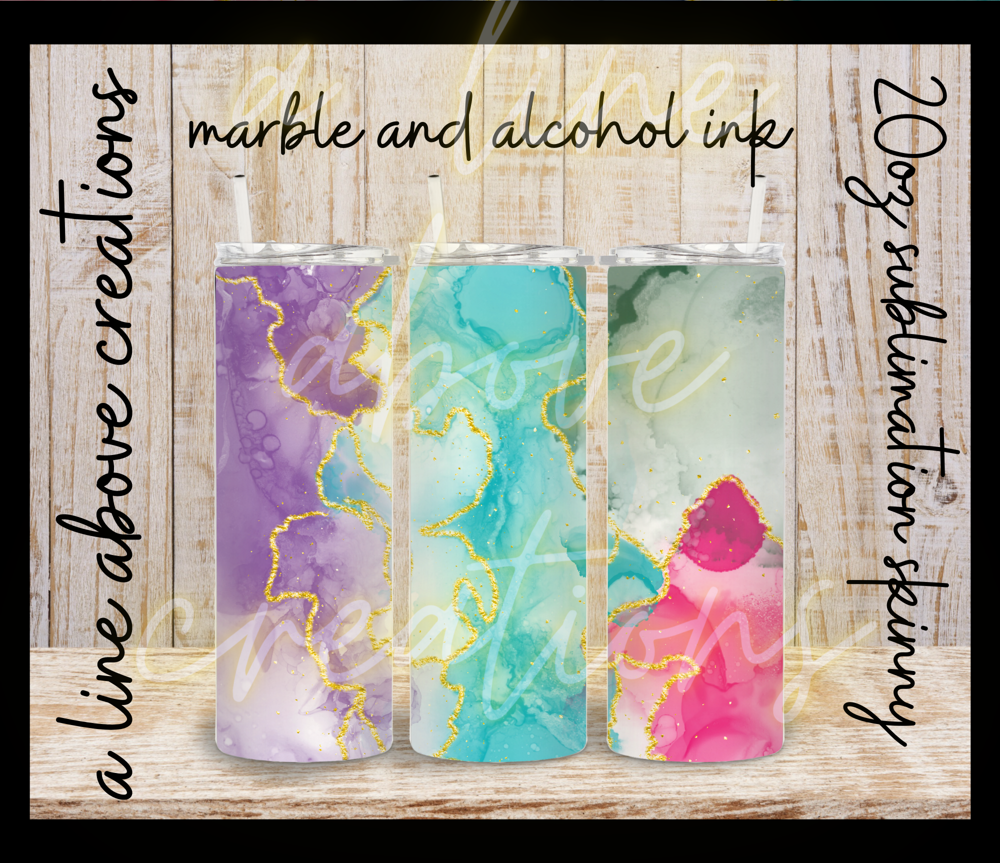 Marbles and Alcohol Ink 20 oz Sublimation Tumbler, Gift for Him,