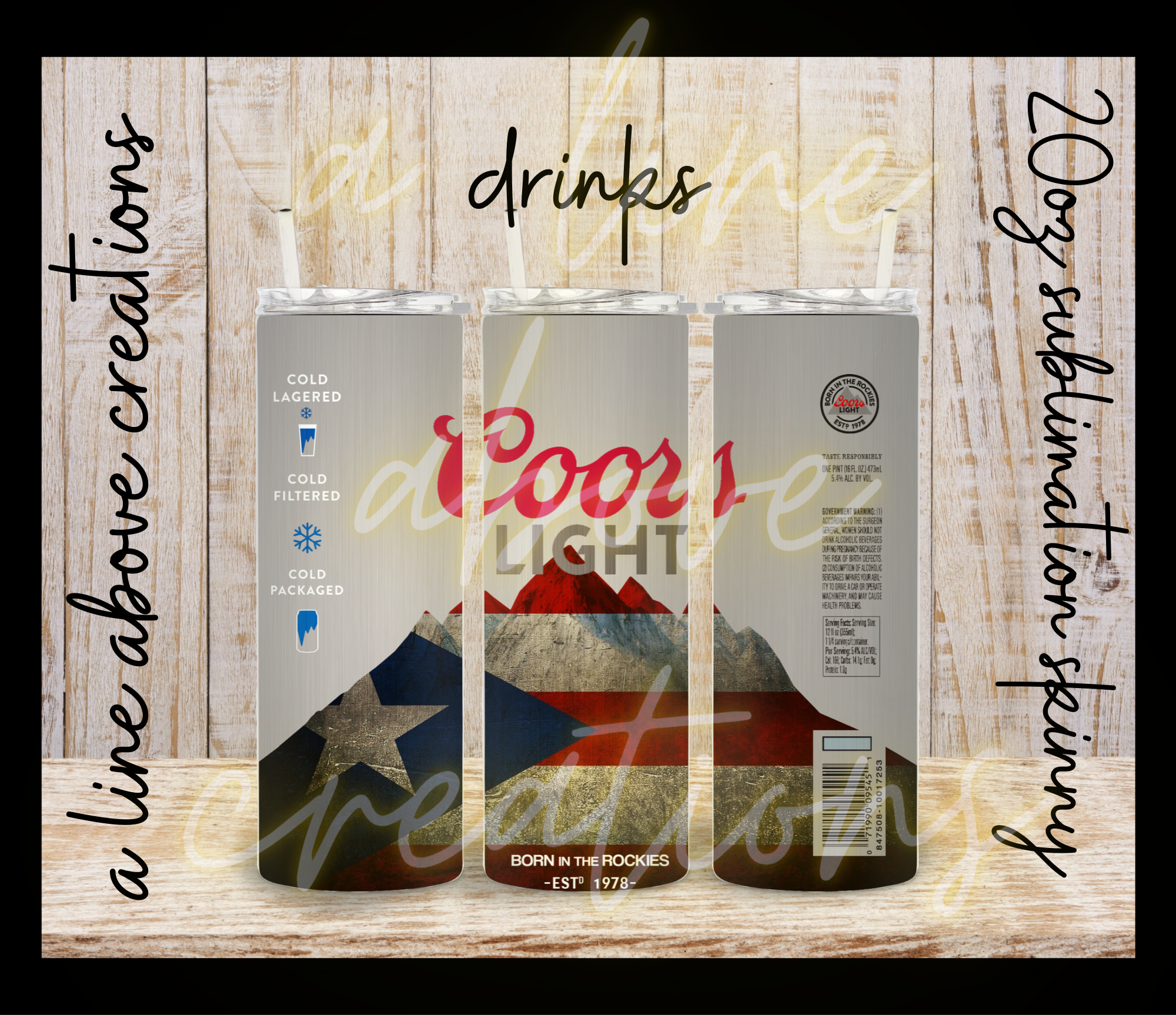 Drinks Sublimation Tumbler, Gift for Him, Gift for Her