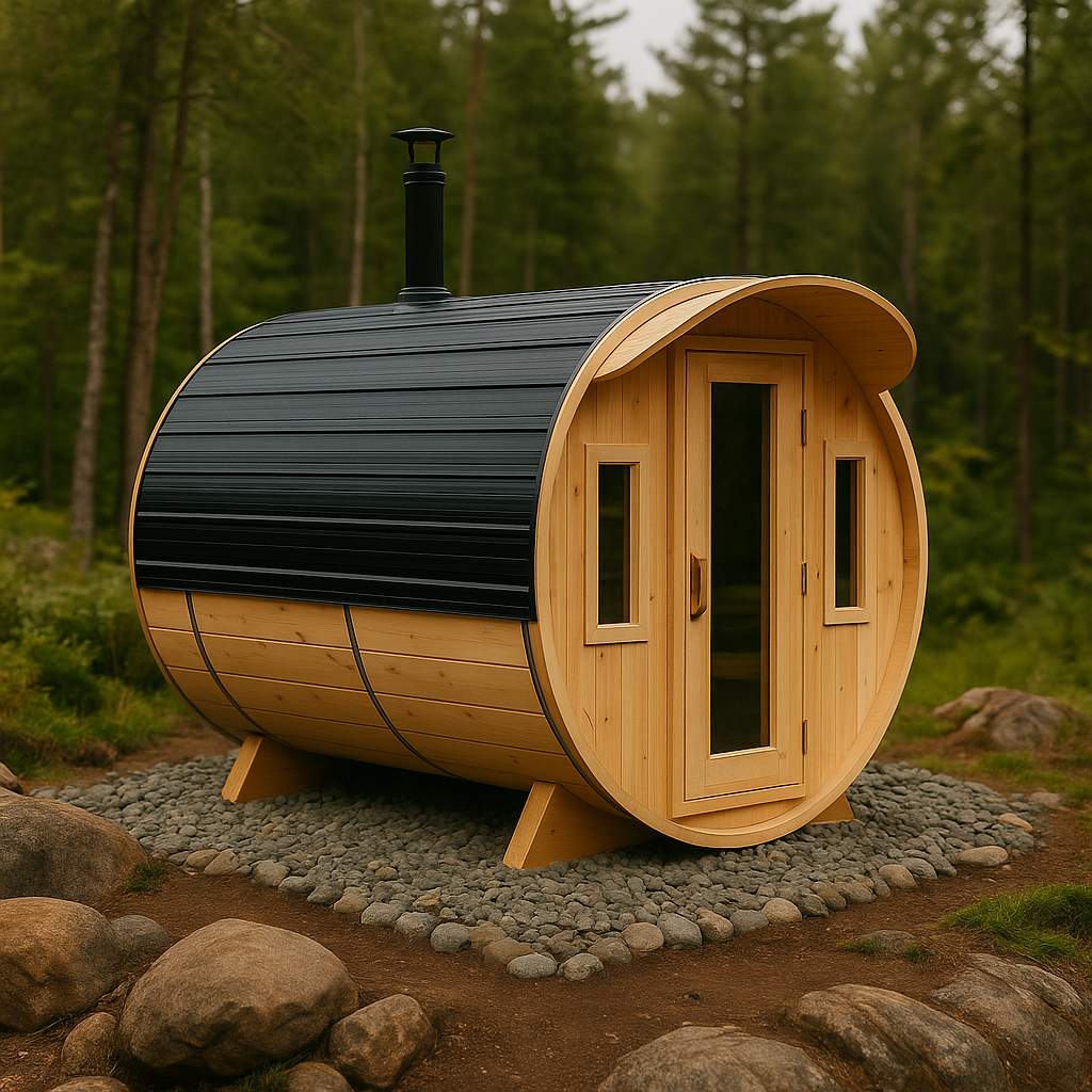 7x7 Barrel Sauna with 3 ft Change room