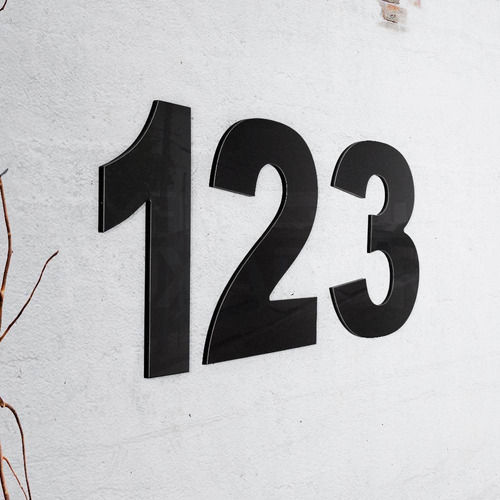 Miniatura: Kit 3 Números Residenciais  - 12 Cm Preto Brilho - Autocolan