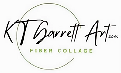 Fiber collage art circle logo for KTGarrettArt.com website