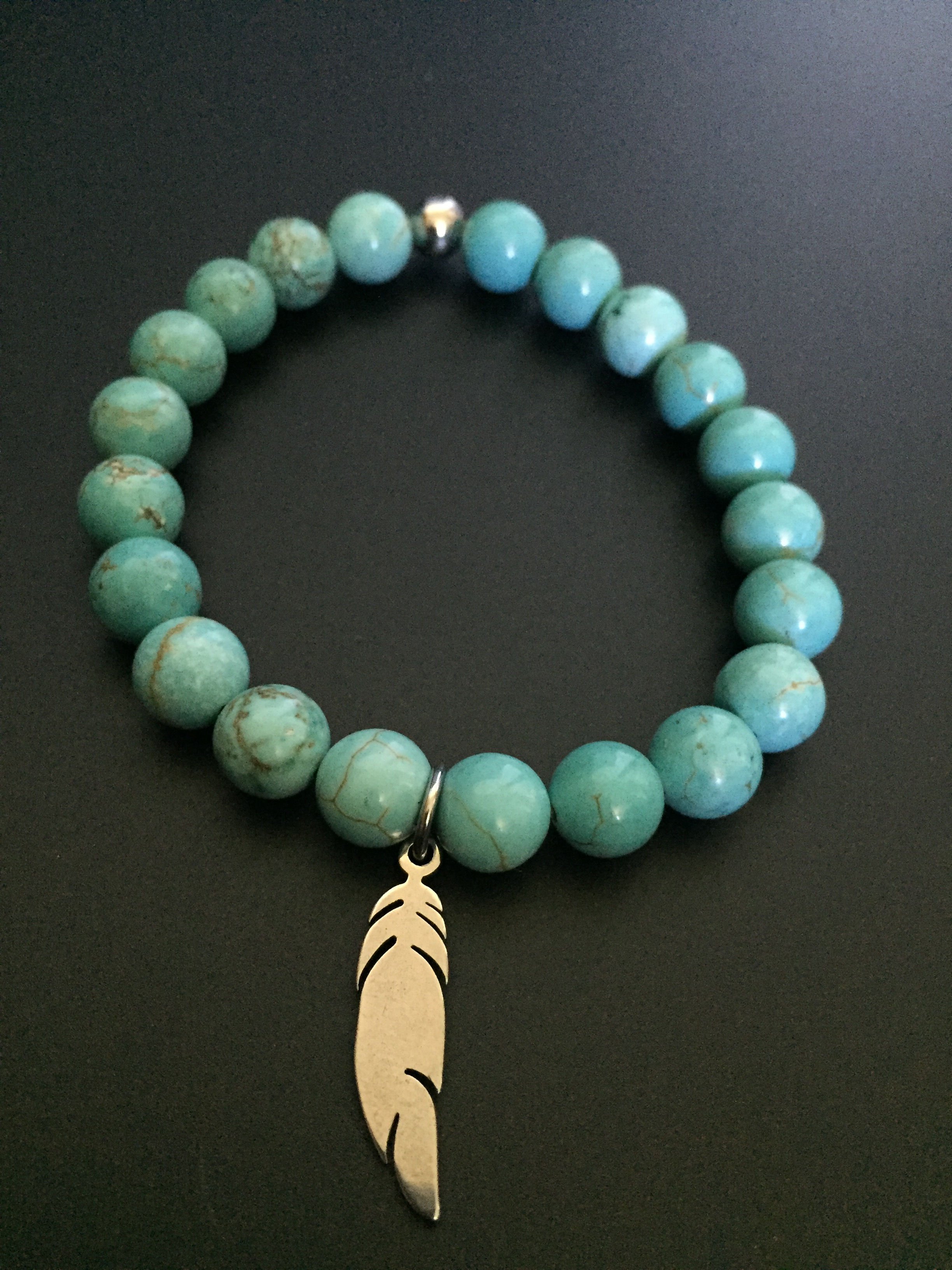 BRACELET 8MM en Howlite Turquoise