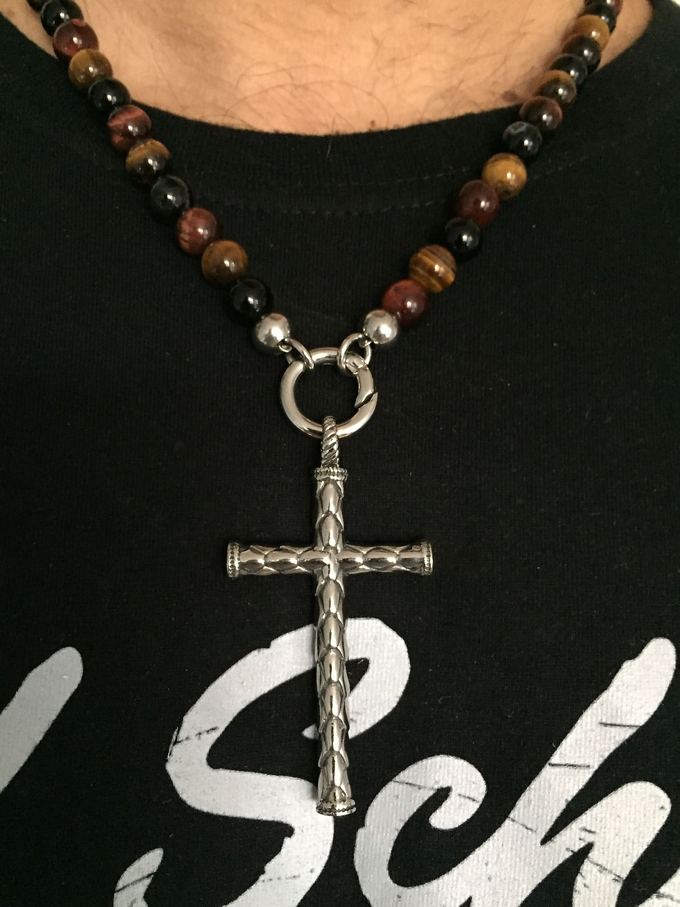 8MM Mix & Epi Cross Clip-on Necklaces