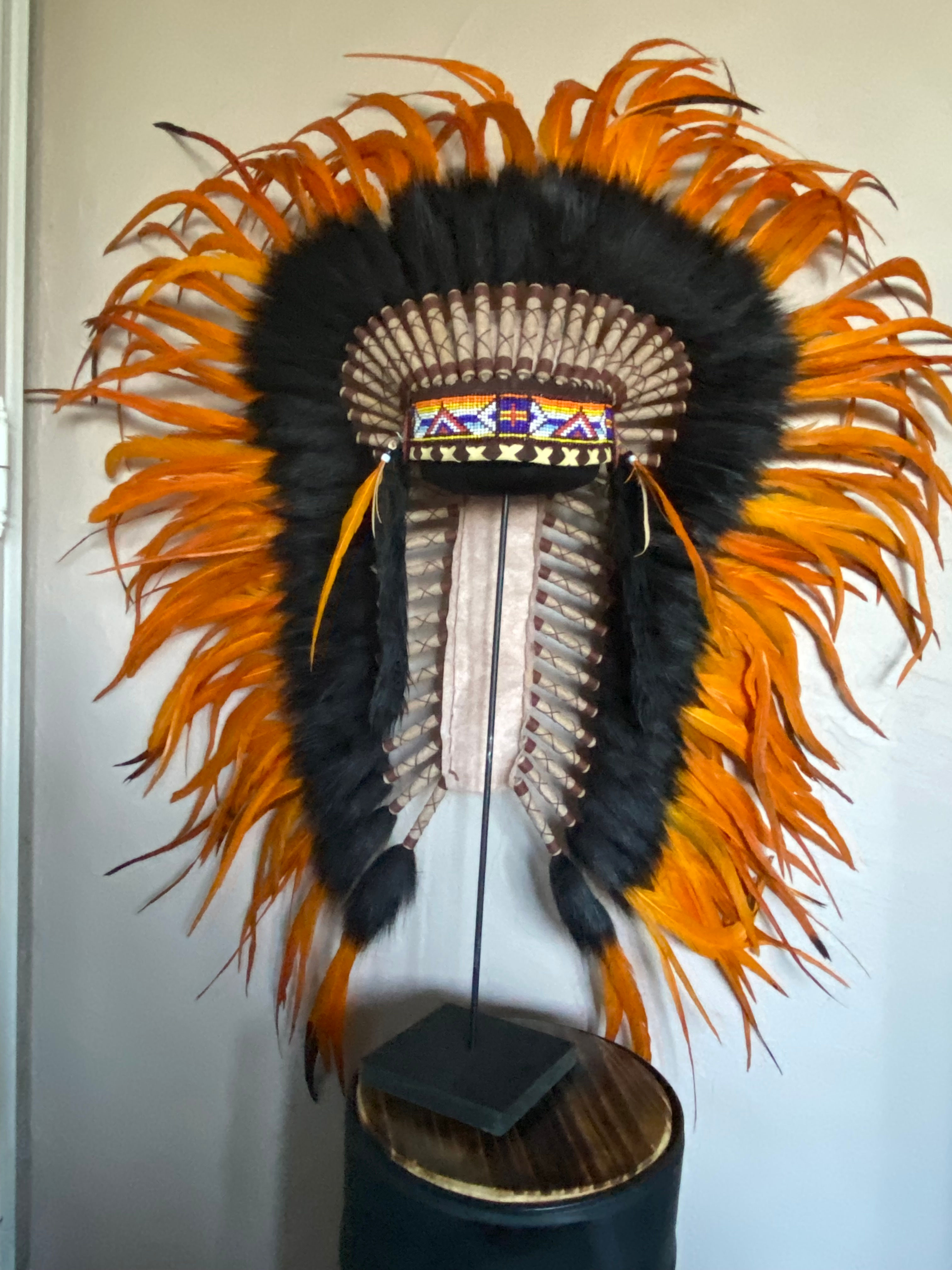 Coiffe Indienne Black & Orange