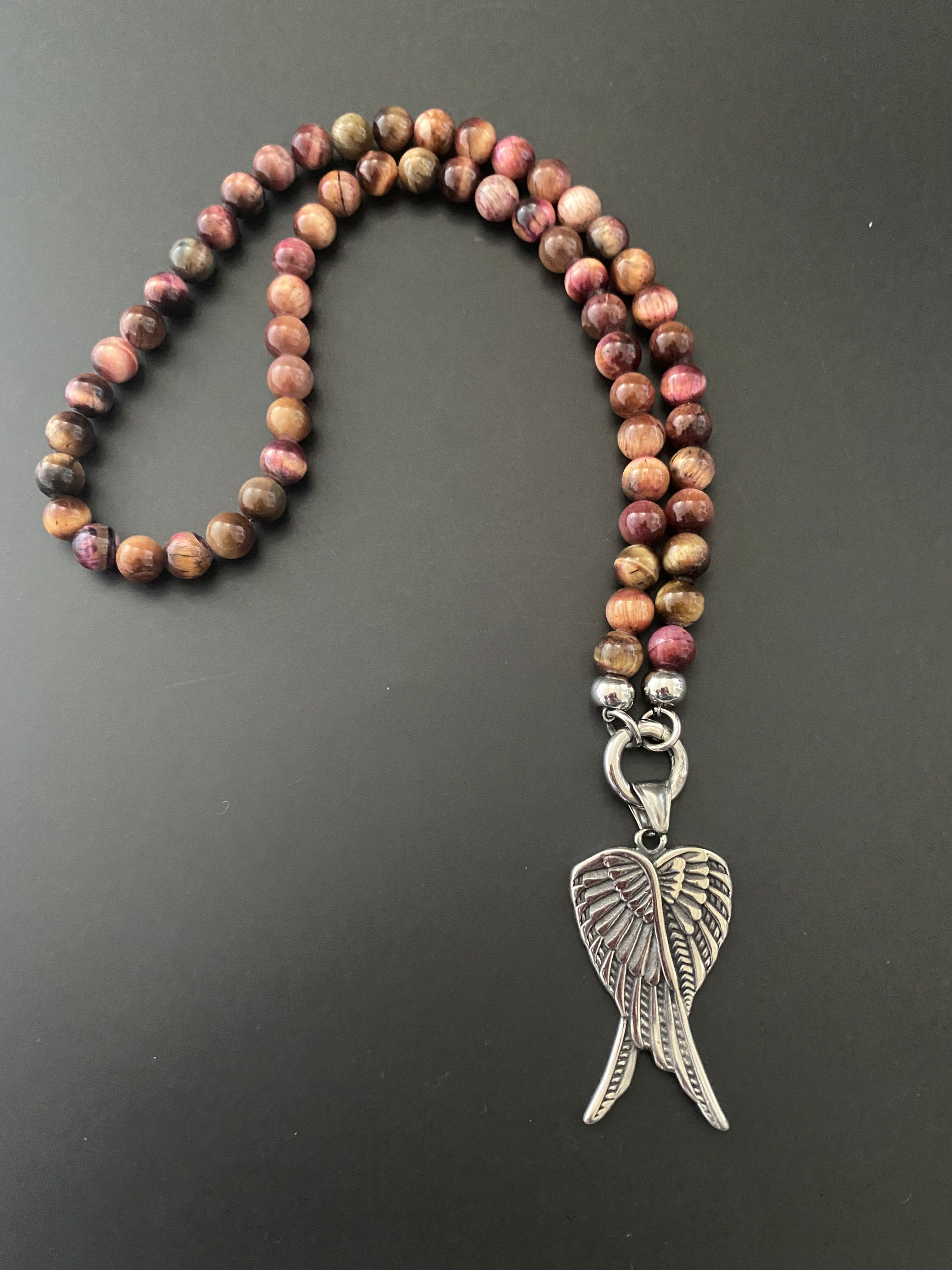 Collier Clip Court 8mm en Agate berlingot