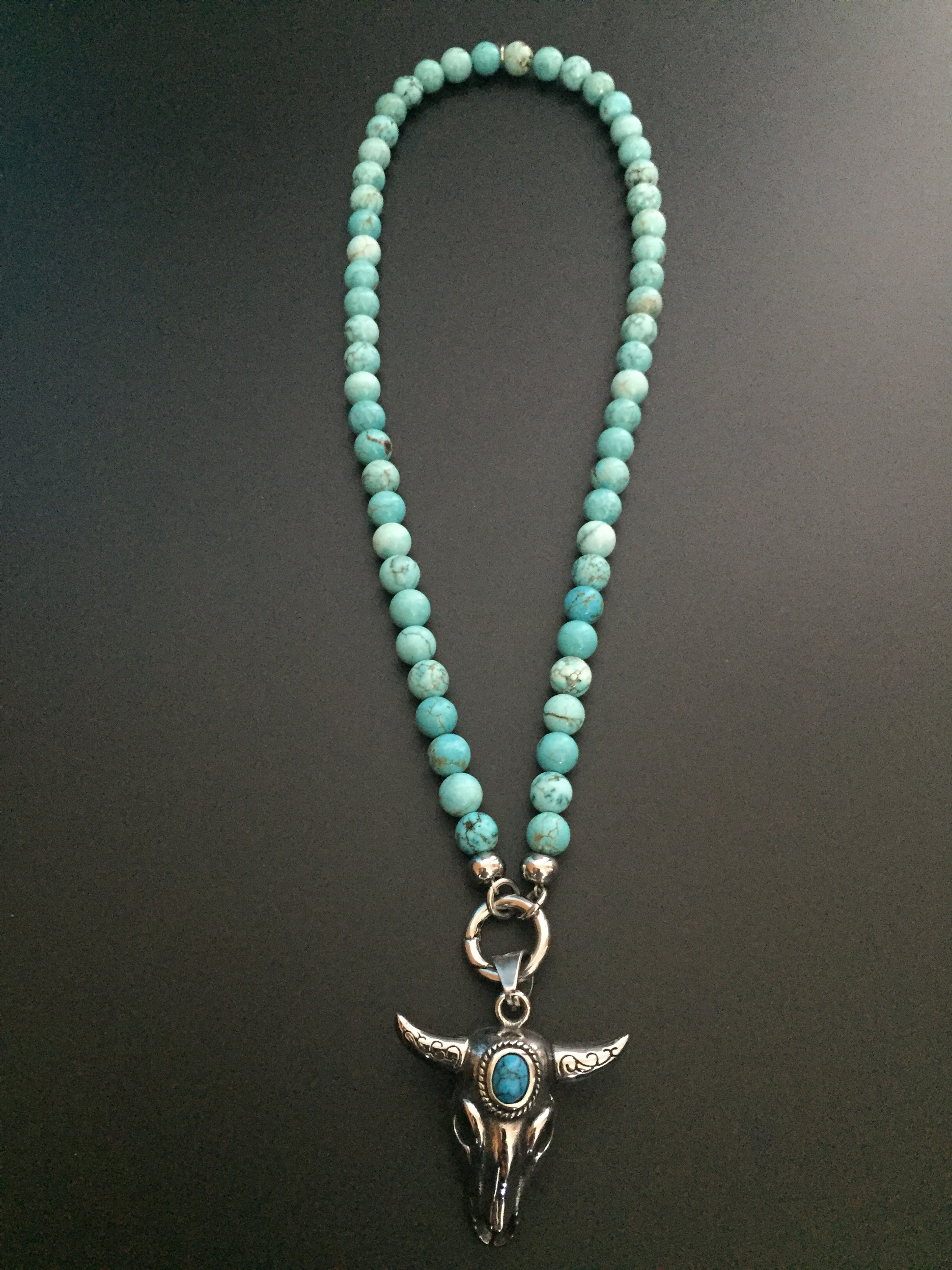 Howlite Turquoise & Buffalo Stone Clip Necklace