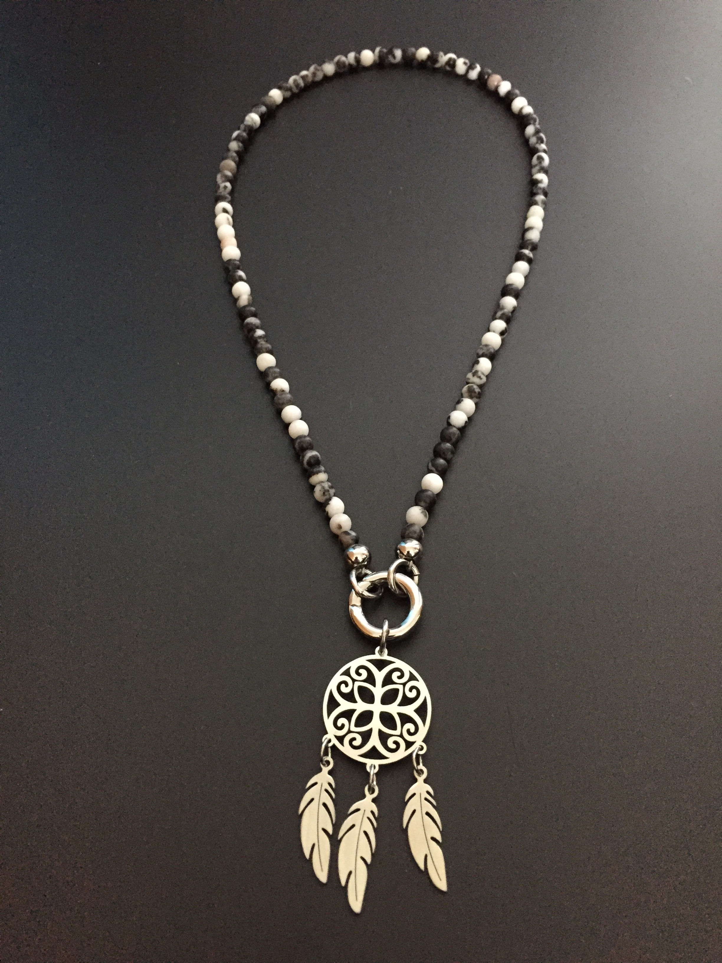 Ras le cou Clip Jaspe zèbre 4mm