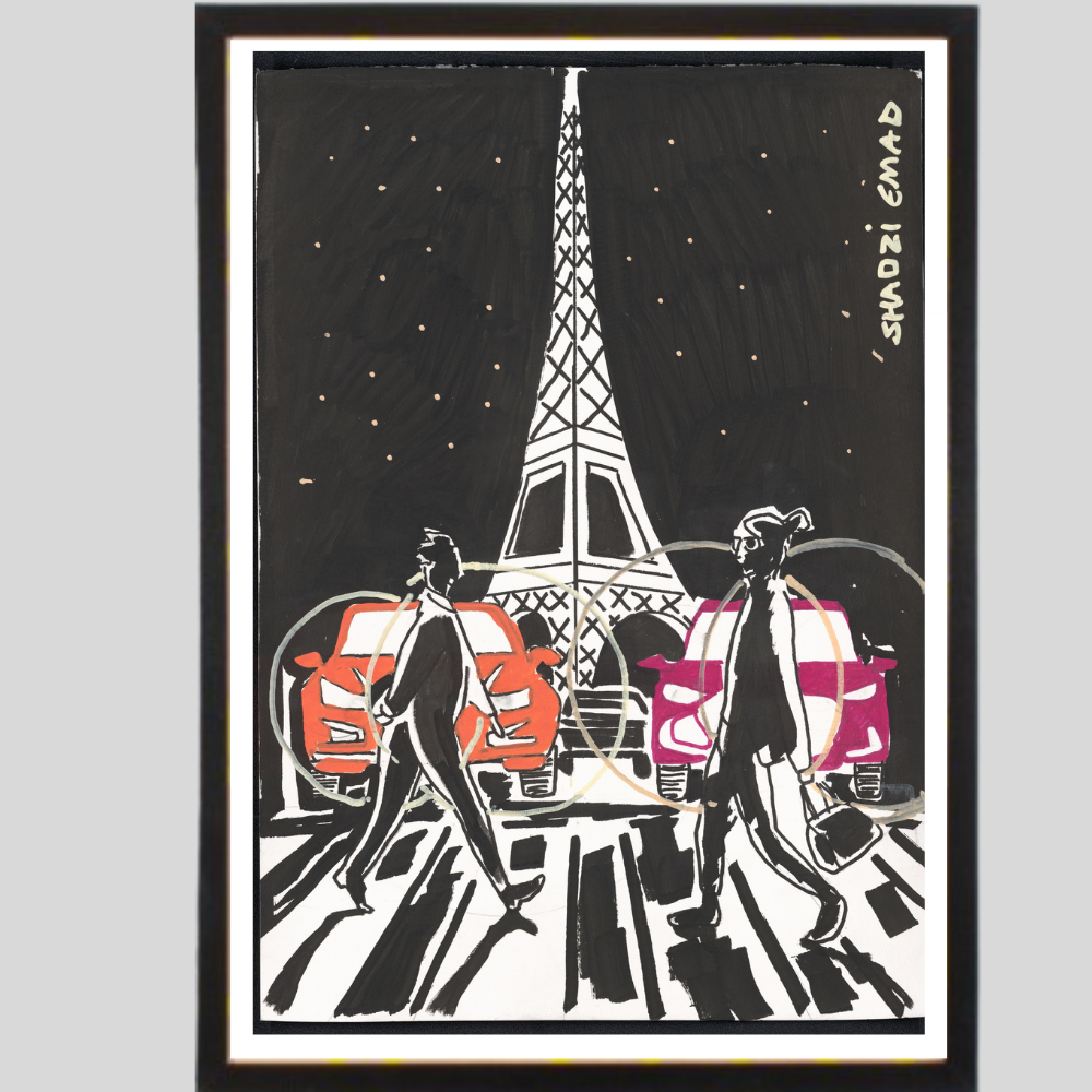 affiche Paris nuit élégante tour eiffel rencontre décoration murale