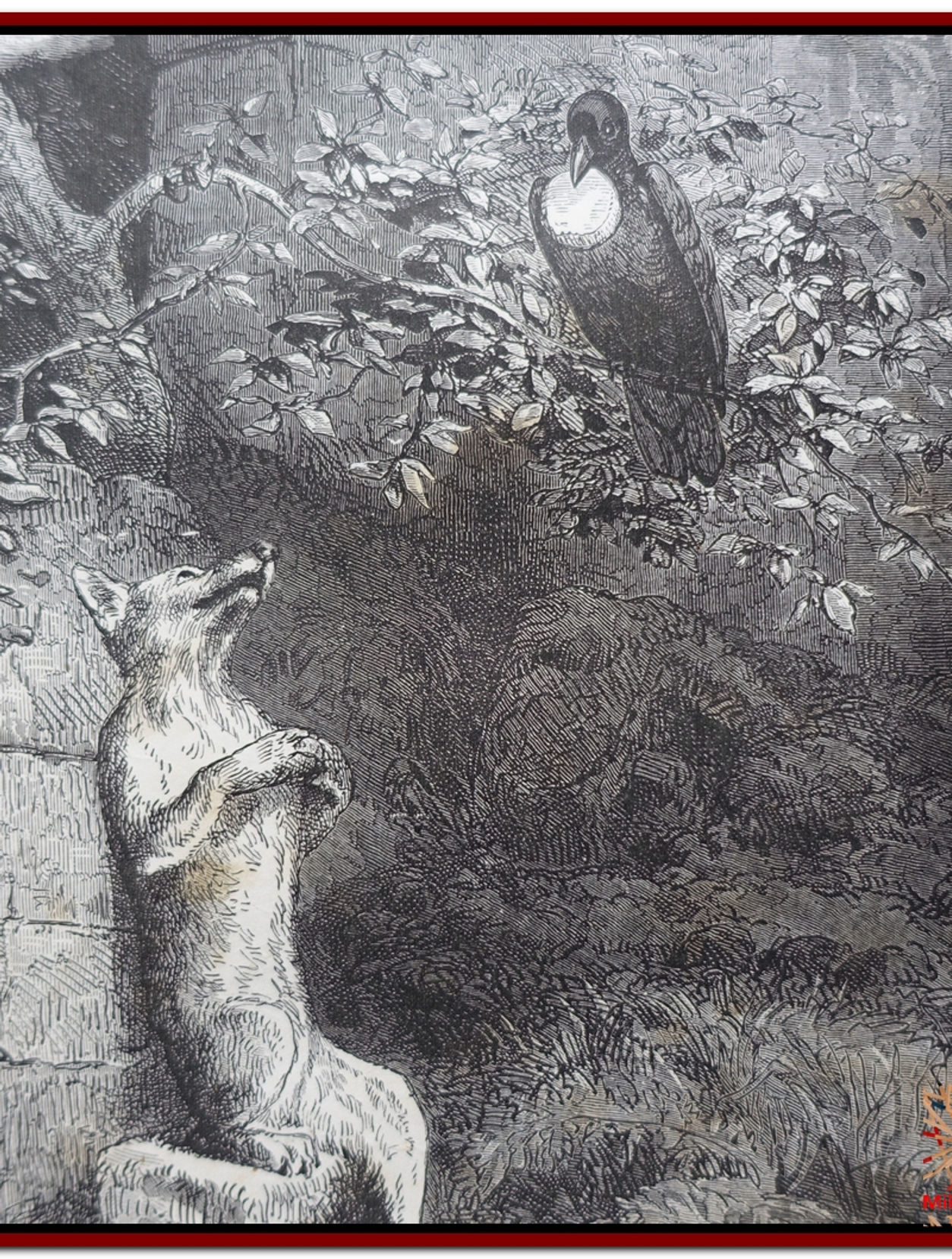 Le Corbeau et le Renard Eugène LAMBERT 1870 Pouget Fable