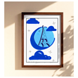 Miniaturbild: Carte postale Paris – Mappemonde illustration artistique Tour Eiffel