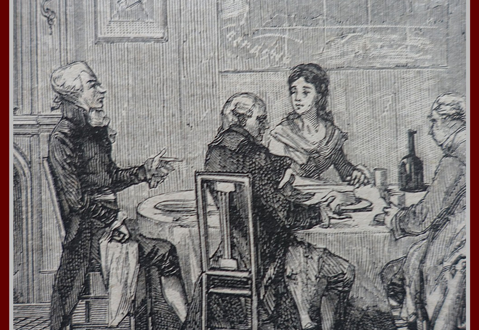 LEVEILLE & GILBERT Danton et Robespierre à Table en conversation Eau-forte