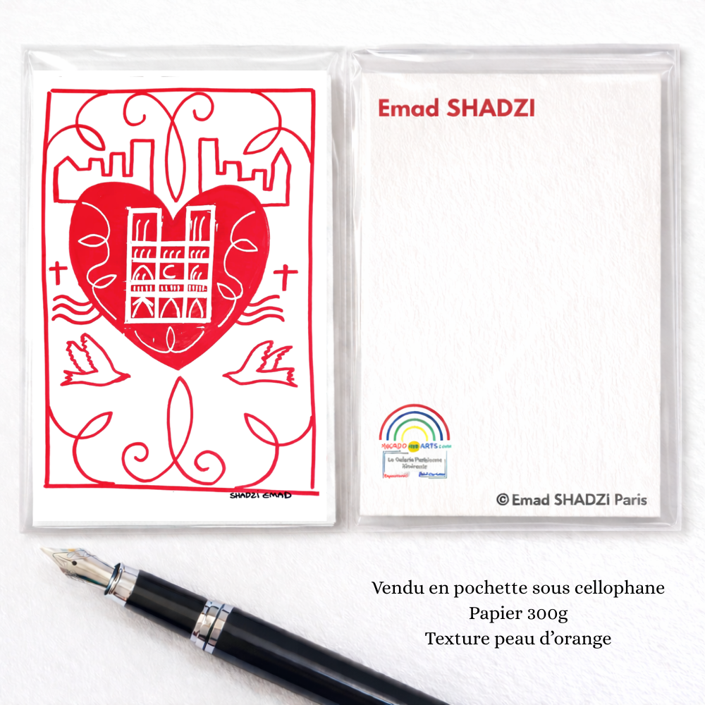Cœur rouge Notre-Dame – Carte émotion Emad SHADZI