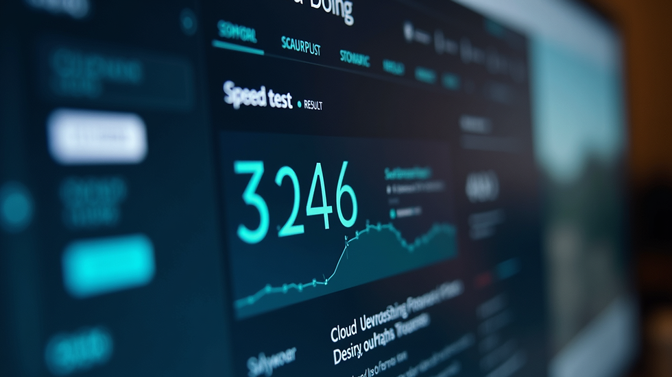 Close-up view of a website speed test result on a desktop monitor