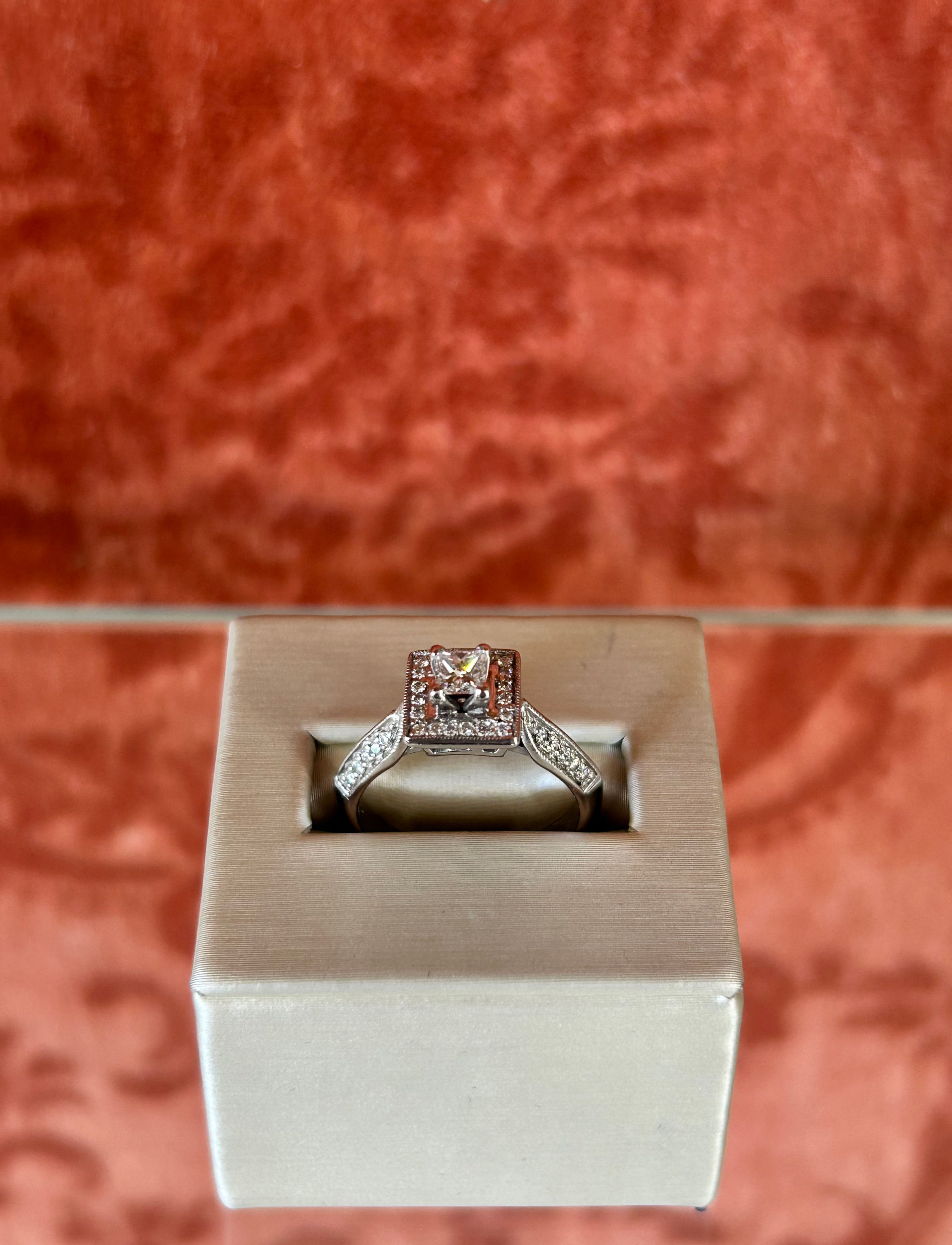 White Gold Princess Cut Ring