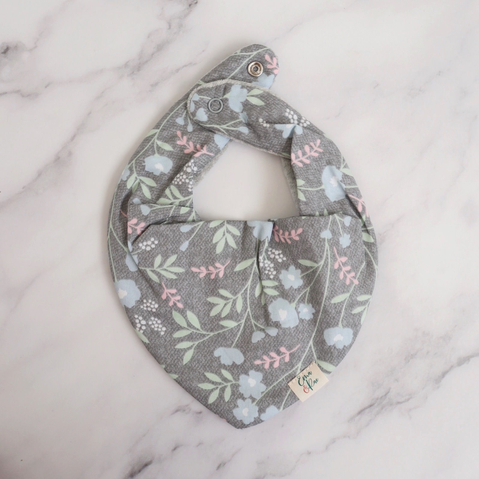 Cotton Bandana Bib in Grey Hues