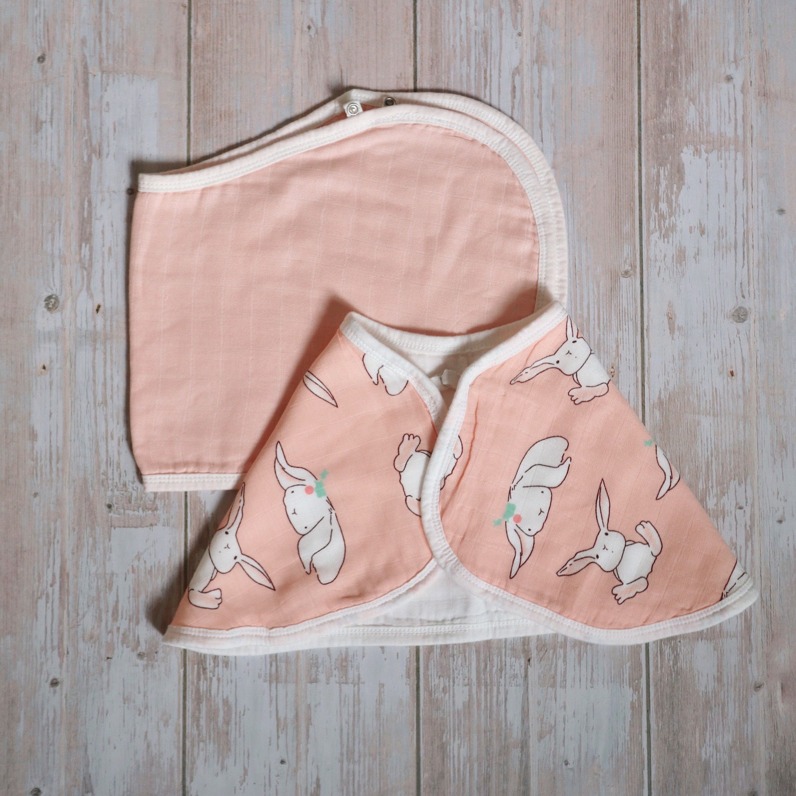 Muslin Burp Cloth/Bib Set in Bunny