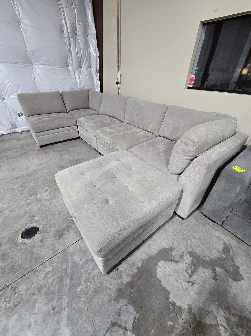 Thumbnail: Beautiful 5pc Modular Sectional with Storage Ottoman call for availability 
