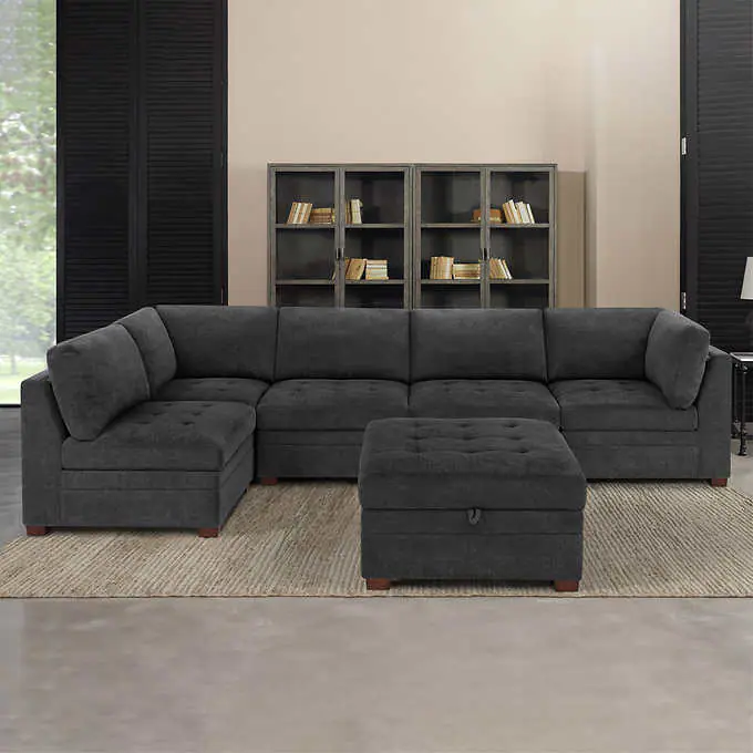 Thomasville Tisdale Fabric Sectional with Storage Ottoman The Couch Bros.