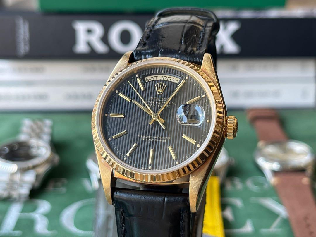 勞力士18038黑面羅格紋掛毯面3055機芯(含原裝錶帶)