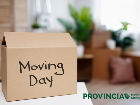 A moving box labelled moving day
