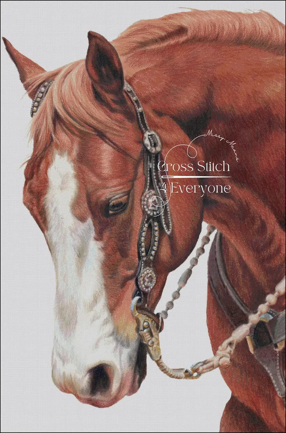 A Sorrel Western Quarter Horse Counted Cross Stitch - Maria D'Angelo