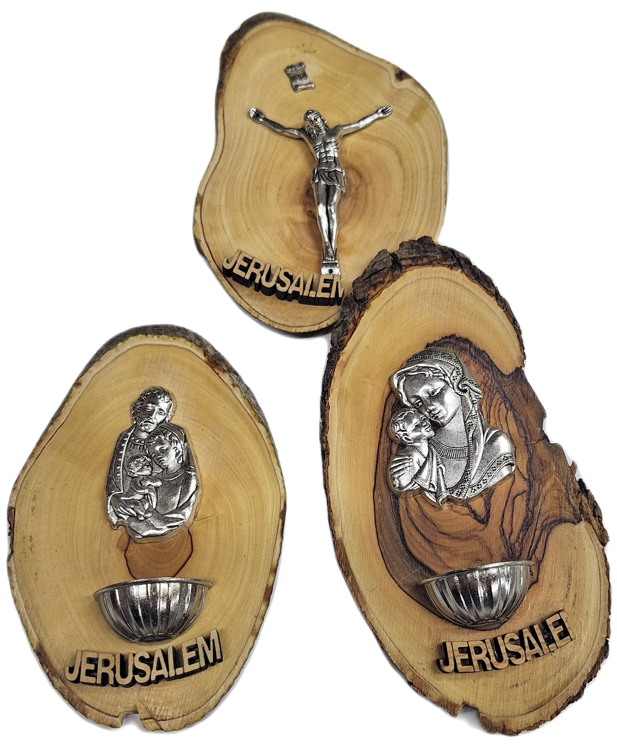 Olive Wood Water Holder On Wall (Blessing Water)