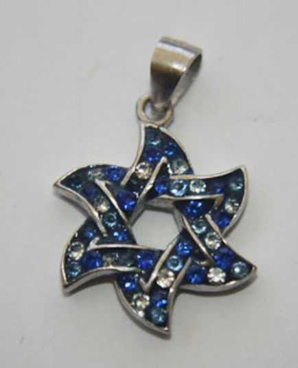 Thumbnail: Silver Cross with Blue Crystal 