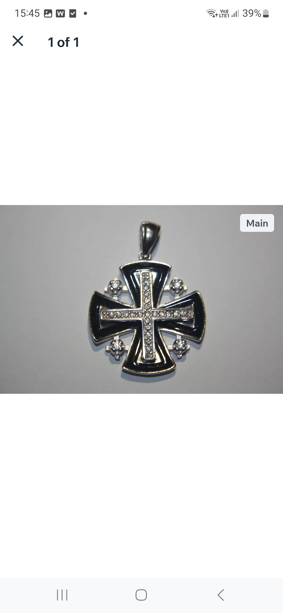 Thumbnail: Silver Pendant: Jerusalem Cross with Emayl Stone