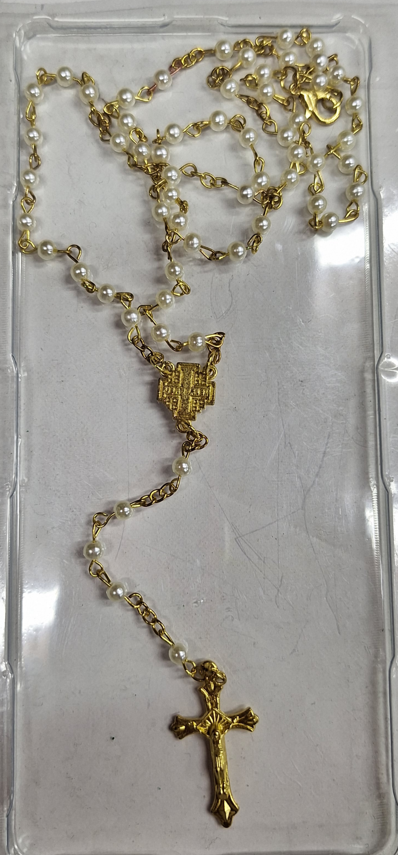 A Golden 4Mm pearl Rosary 