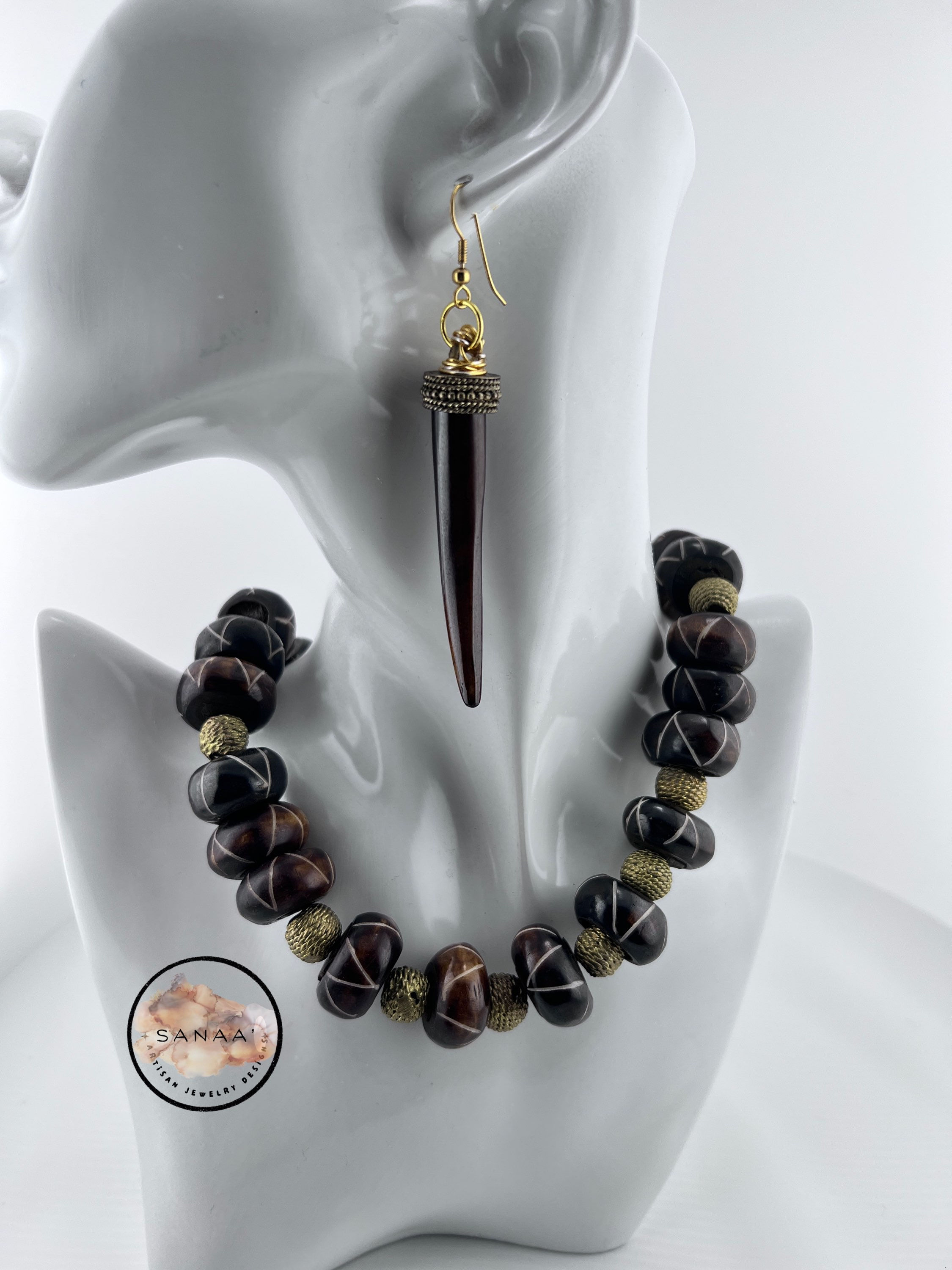 Ghanaian Bone & Brass Necklace Set