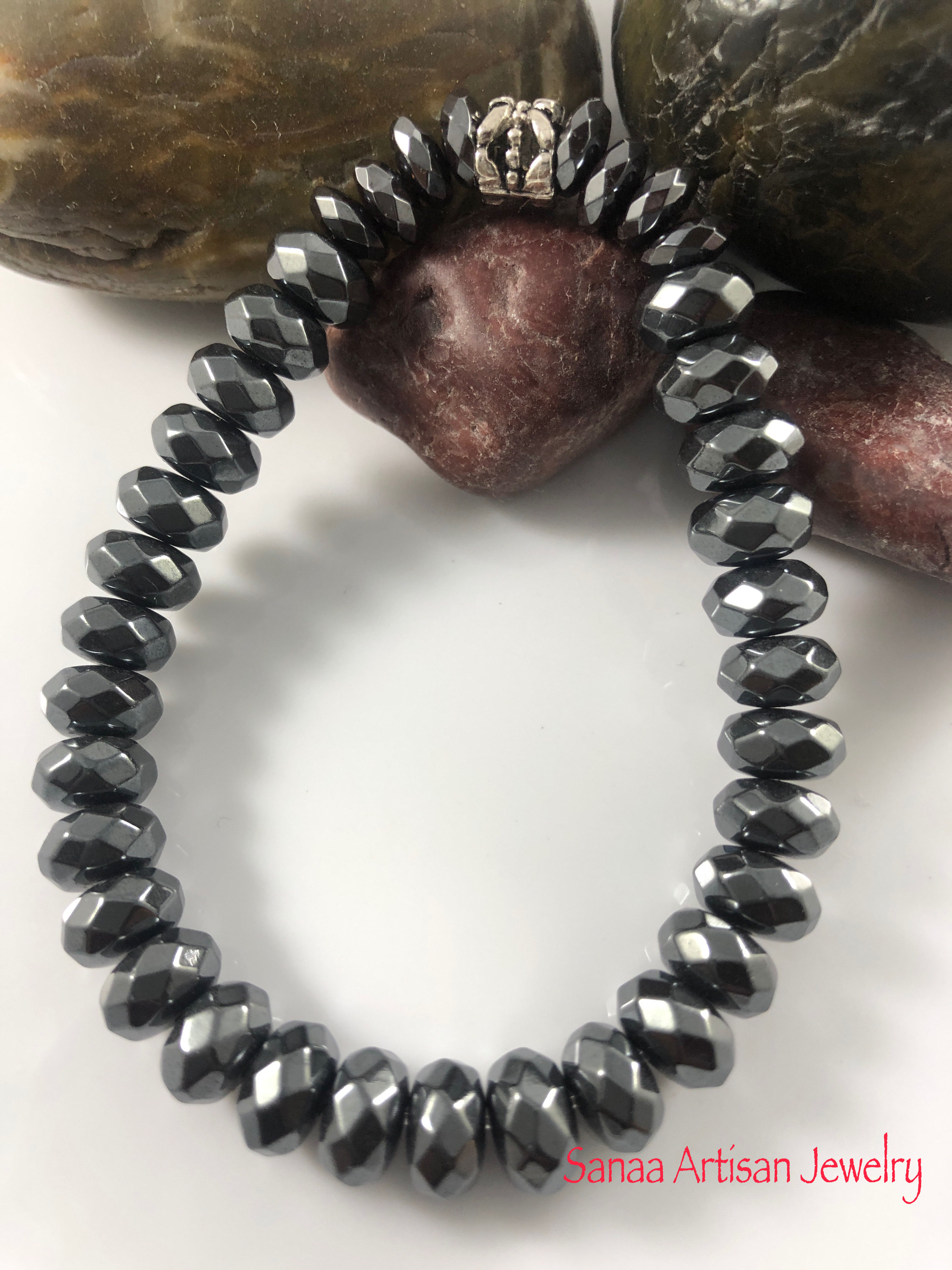 Hematite Faceted Gemstone Bracelet