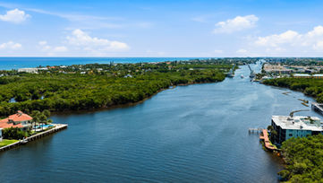 Aerial view of waterfront homes near Boynton Beach Florida