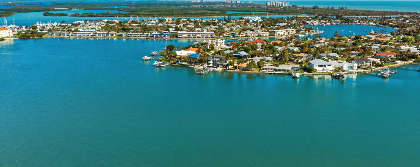 Ft Pierce aerial view of waterfront homes and island community by Edwin Figueroa Photography drone photographer