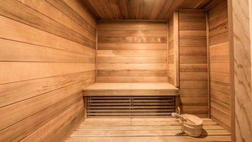 Sauna and spa relaxation room in luxury condo amenities