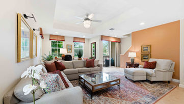 Open-concept living room in a West Palm Beach condo captured for real estate marketing