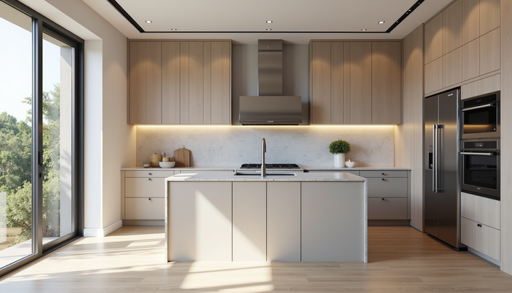 Eye-level view of a luxury kitchen interior in a Stuart home shown in a Matterport 3D tour