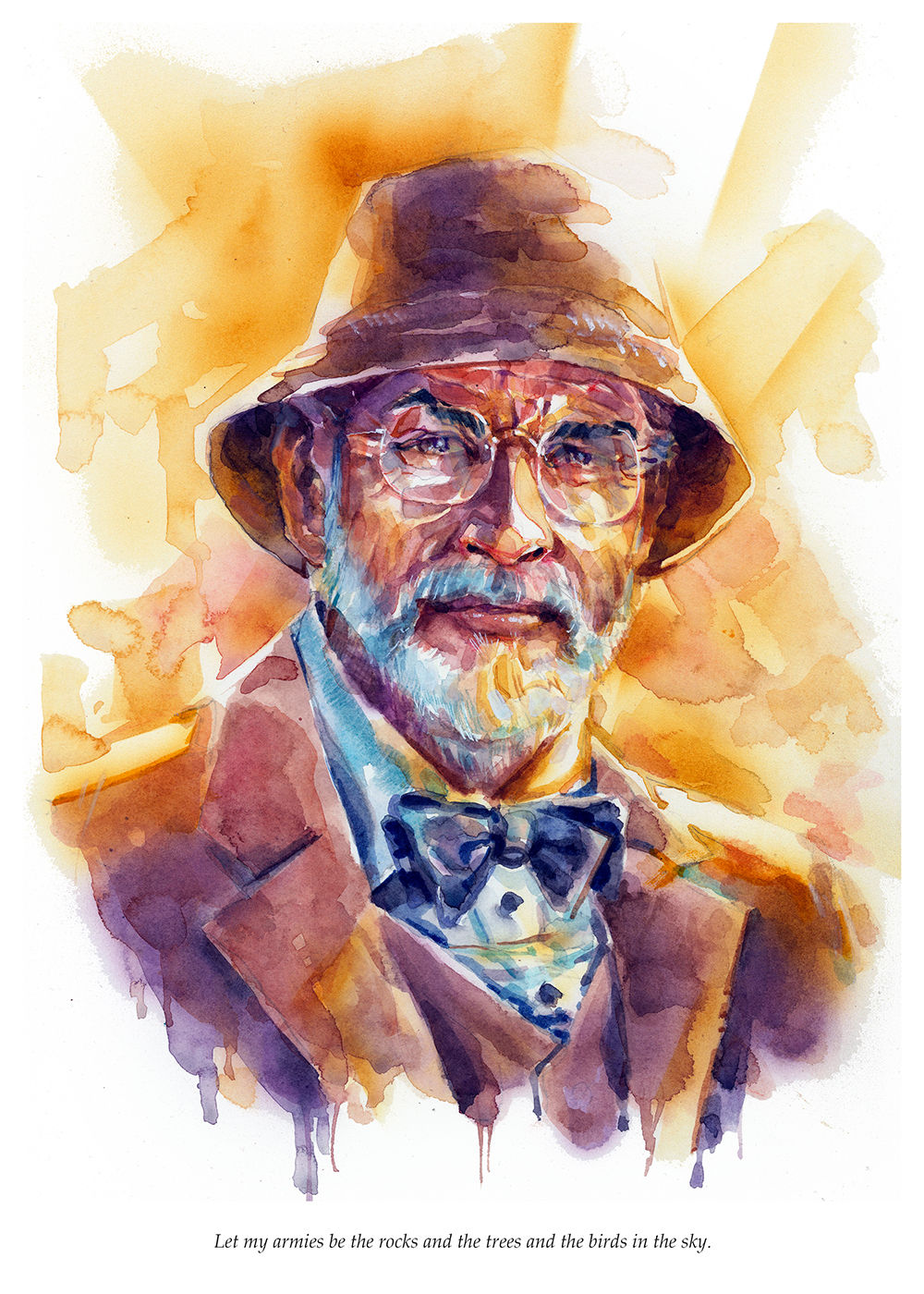 Henry Jones - Sean Connery -  Indiana Jones - Watercolor Print 10x14