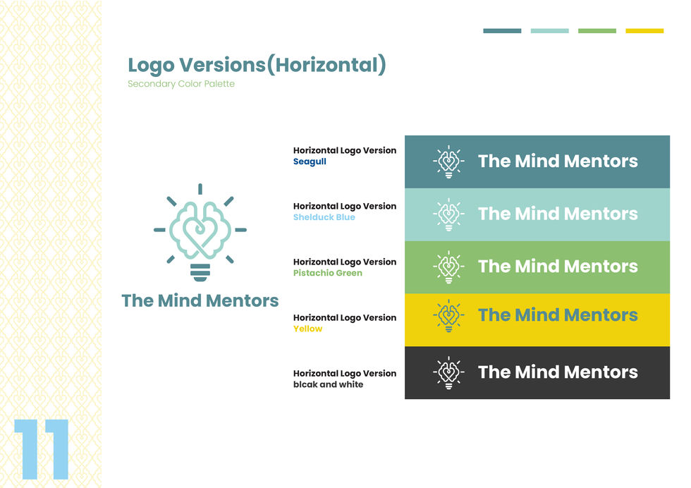 Horizontal Logo version with Secondary color backgrounds