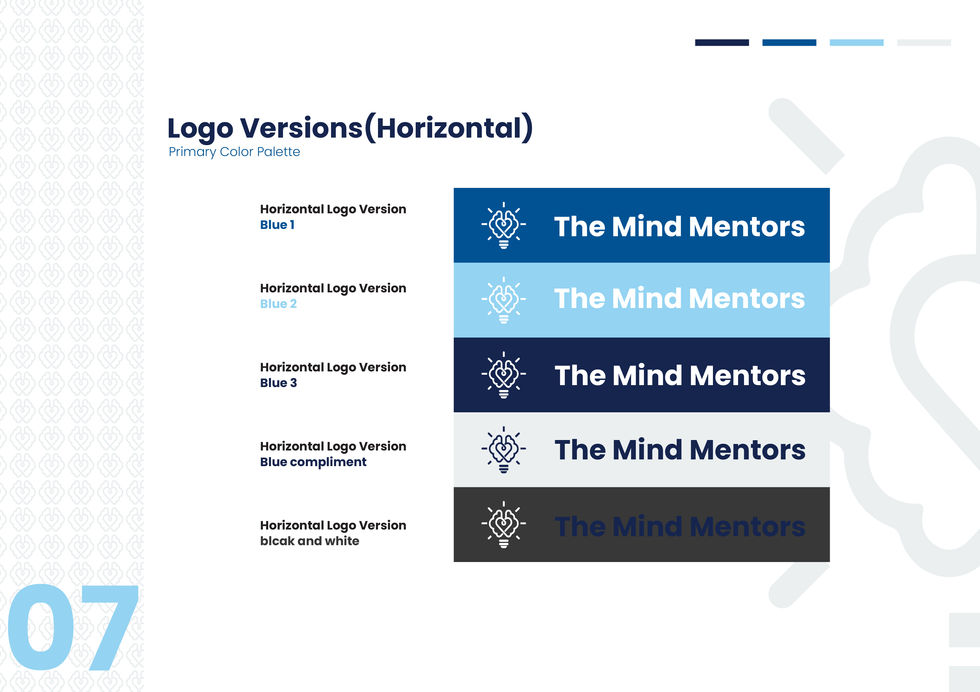 Horizontal Logo version with primary color backgrounds