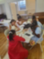 Kids doing work while at sunday school