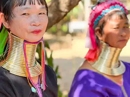 Young longneck women in Thai village