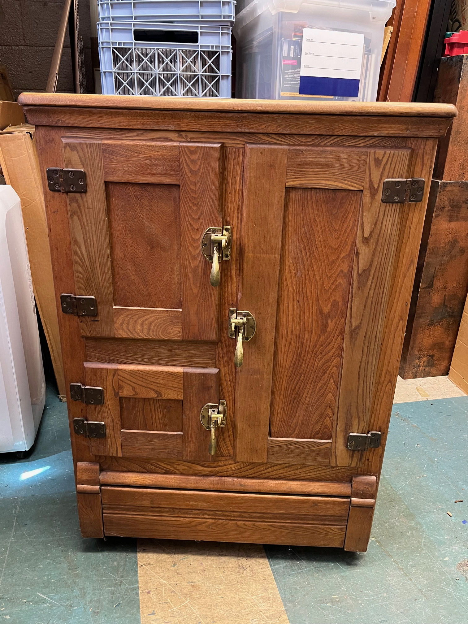 Ice box, antique oak, all original -- #20240719J